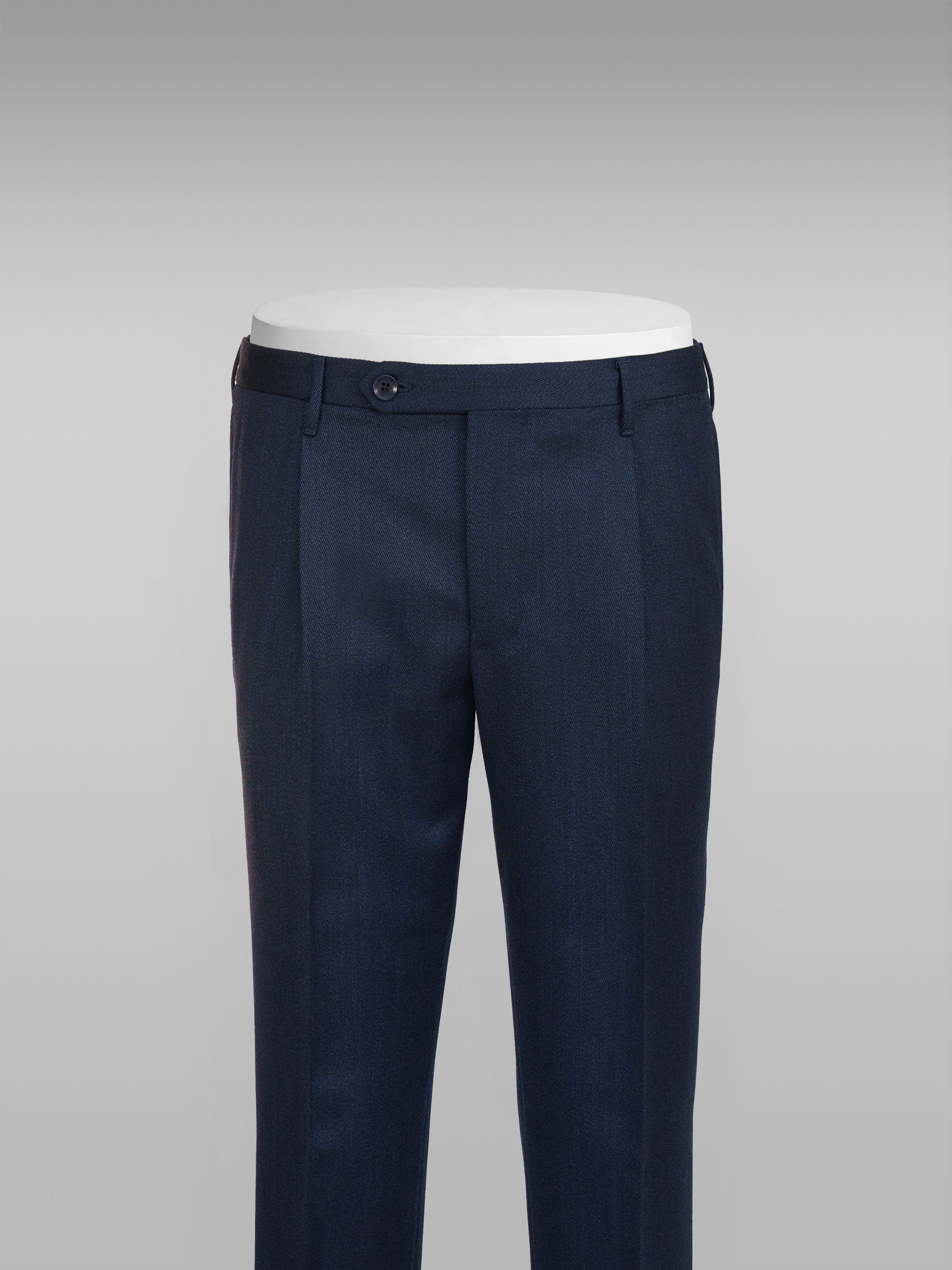 Blue pair of regular fit covert wool trousers